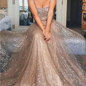 NEW Long Sparkly Gold Dress